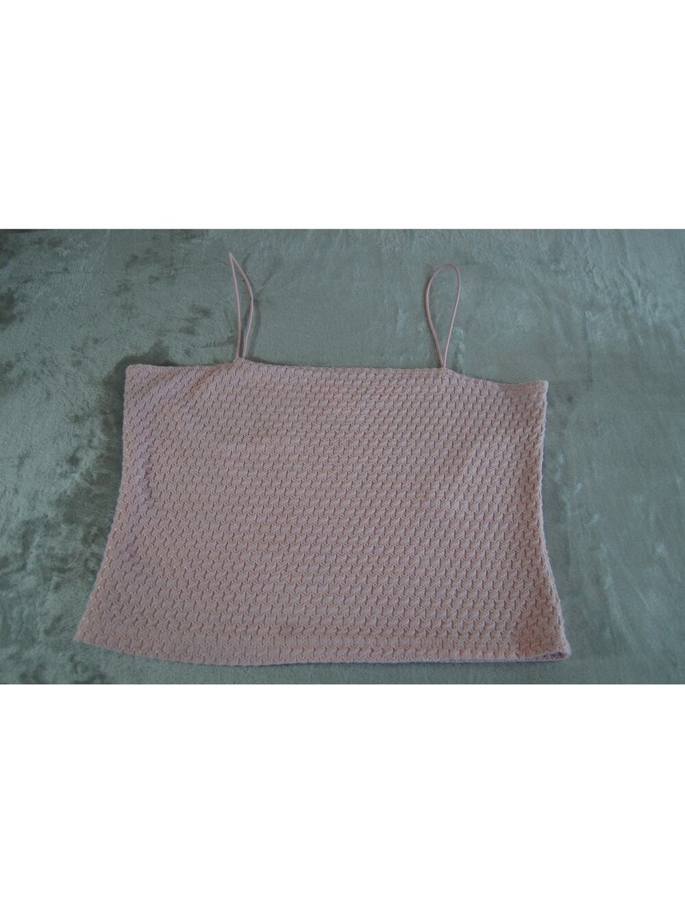 Womens Y2K Textured knit Crop Top Size L Spaghetti Straps Club wear layering VTG